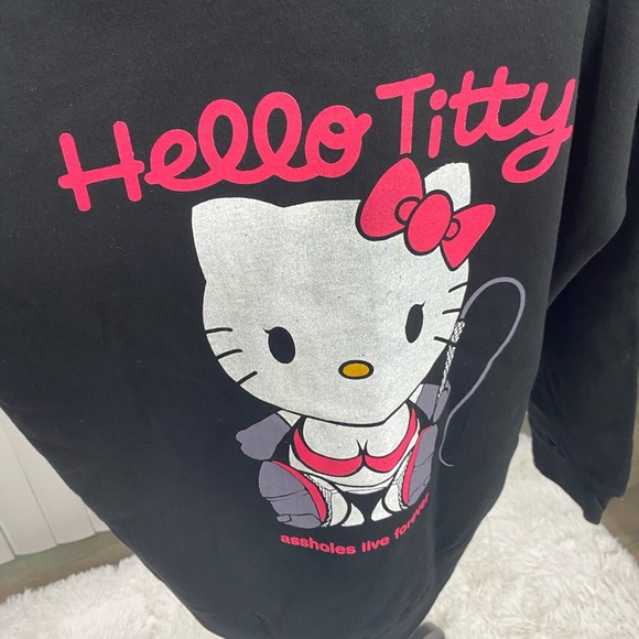 ALF ASSHOLES LIVE FOREVER Hello Titty Hello Kitty Hoodie Sweatshirt Black L, XXL - Picture 11 of 14